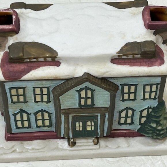 VTG Claire Burke Christmas Memories Porcelain Incense House 1990 Winter Snow - Picture 12 of 16